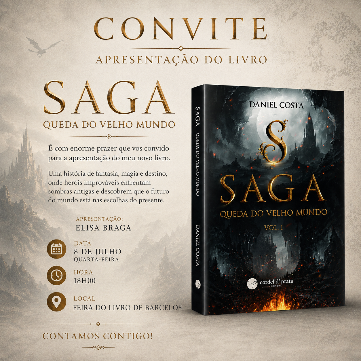 Autor de Barcelos lança romance de fantasia e apresenta obra na Feira do Livro